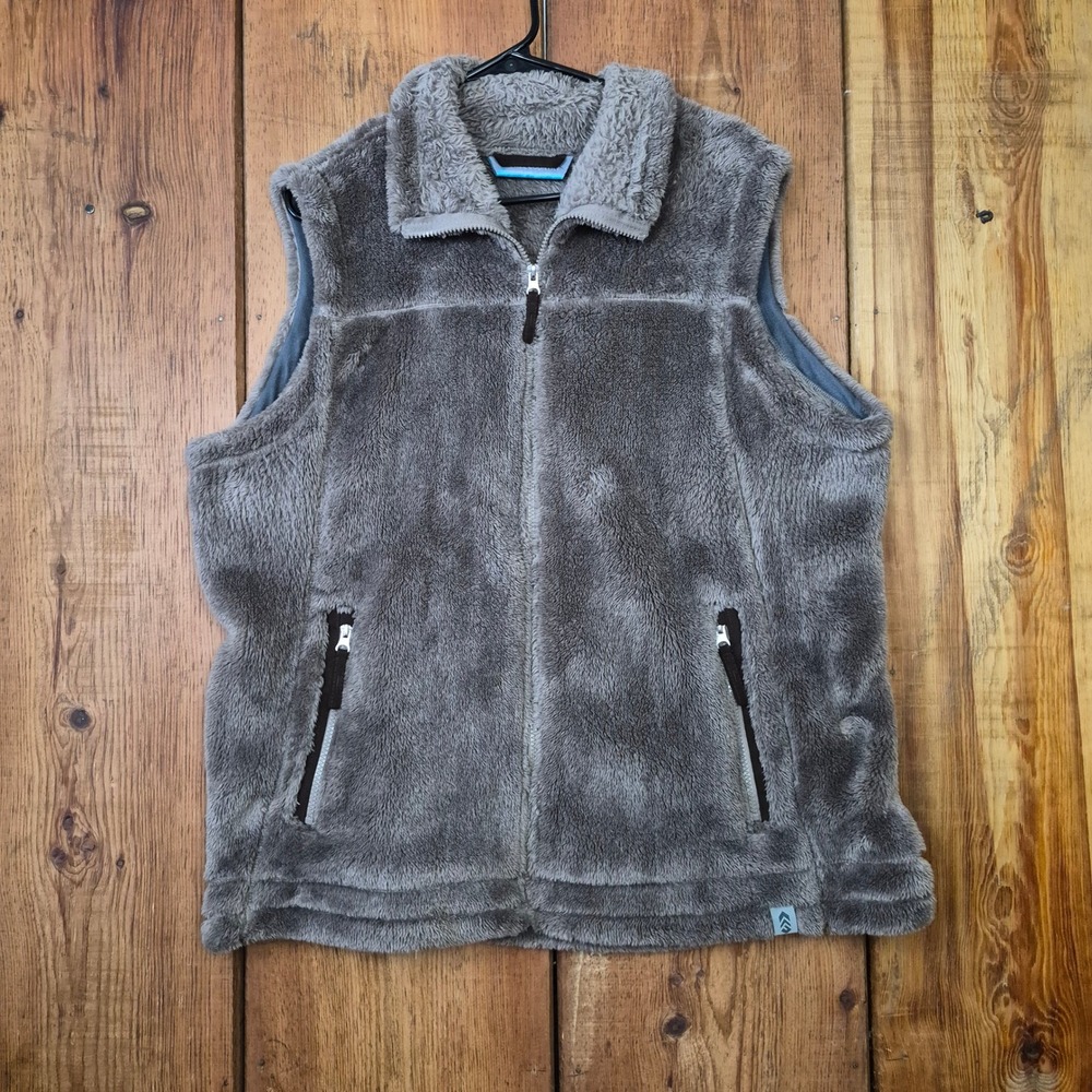 Free Country Women's XXL Gray Faux Fur Fleece Full Zip Vest Soft Sleeveless
